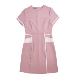 大量訂做女裝短袖連身裙護士服  時尚設計粉色修腰醫美圓領護士服  美容 高端護士服製衣廠  SKU042 大量訂做女裝短袖連身裙護士服  時尚設計粉色修腰醫美圓領護士服  美容 高端護士服製衣廠  SKU042